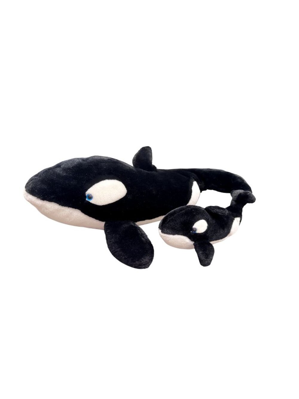 Vintage 1986 Dakin Mother Killer Whale Orca With Zipper and Baby Plush Set